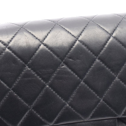 マトラッセ Wフラップ Wチェーンショルダーバッグ ラムスキン ブラック シルバー金具 シャネル バッグ CHANEL
