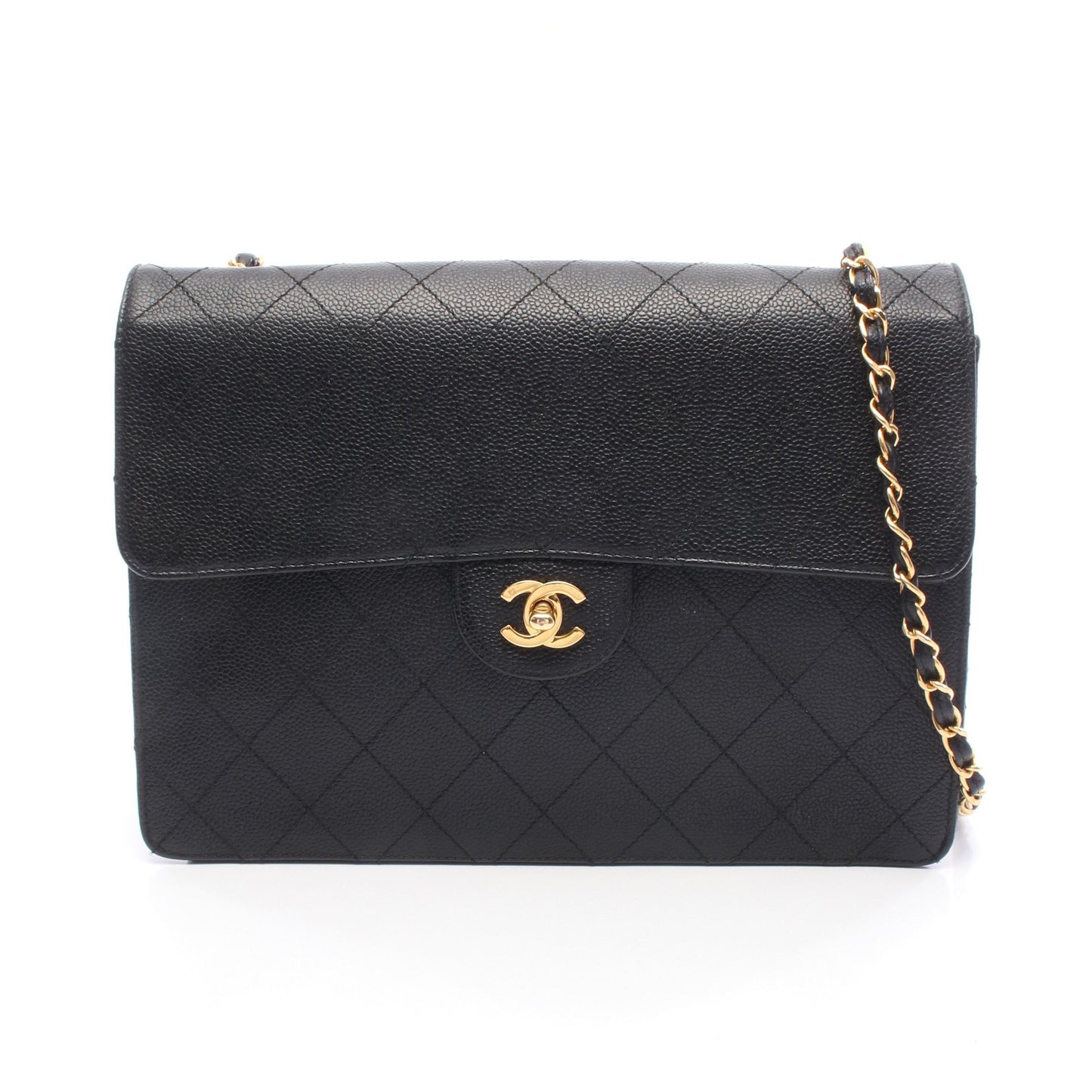 マトラッセ チェーンショルダーバッグ キャビアスキン ブラック ゴールド金具 シャネル バッグ CHANEL