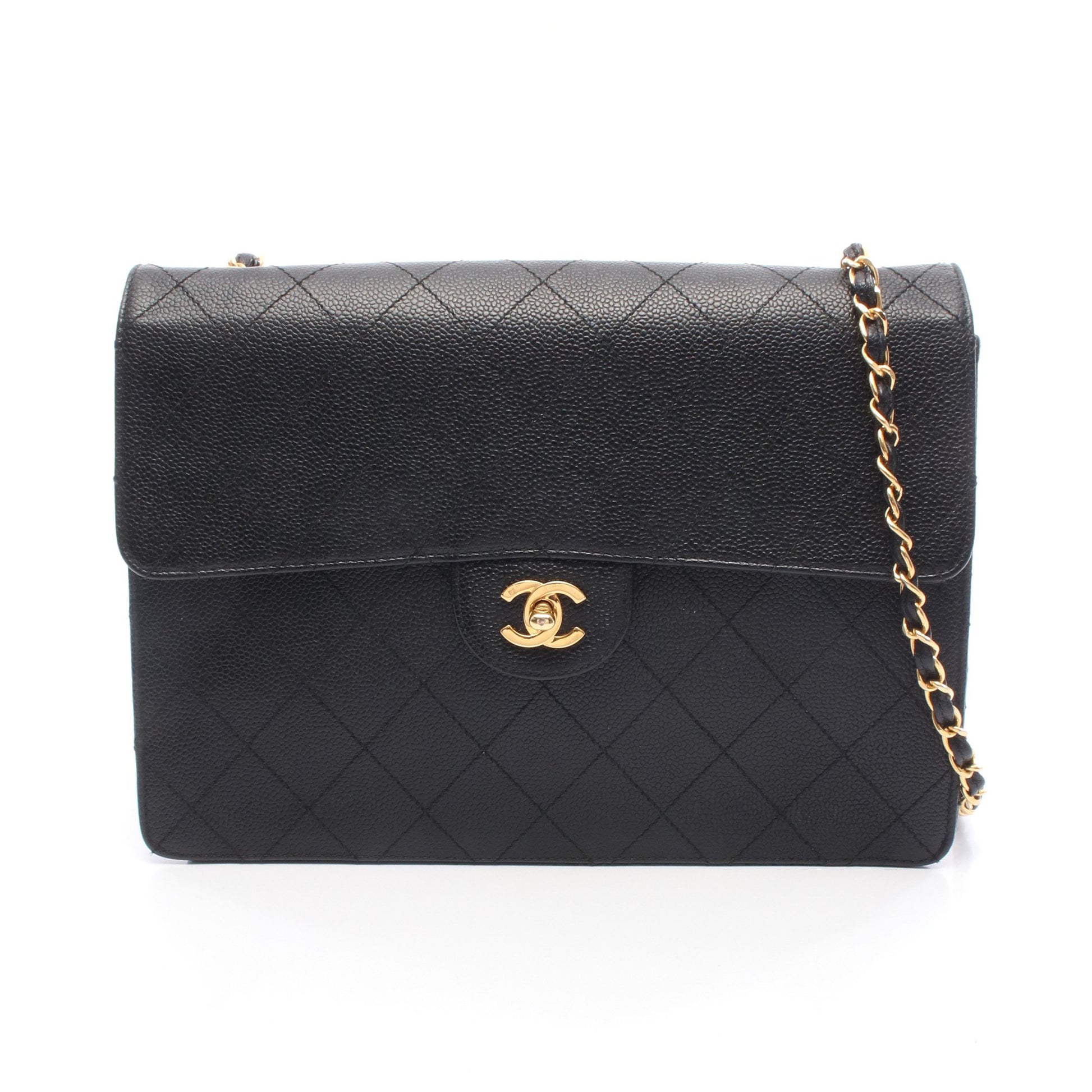 マトラッセ チェーンショルダーバッグ キャビアスキン ブラック ゴールド金具 シャネル バッグ CHANEL
