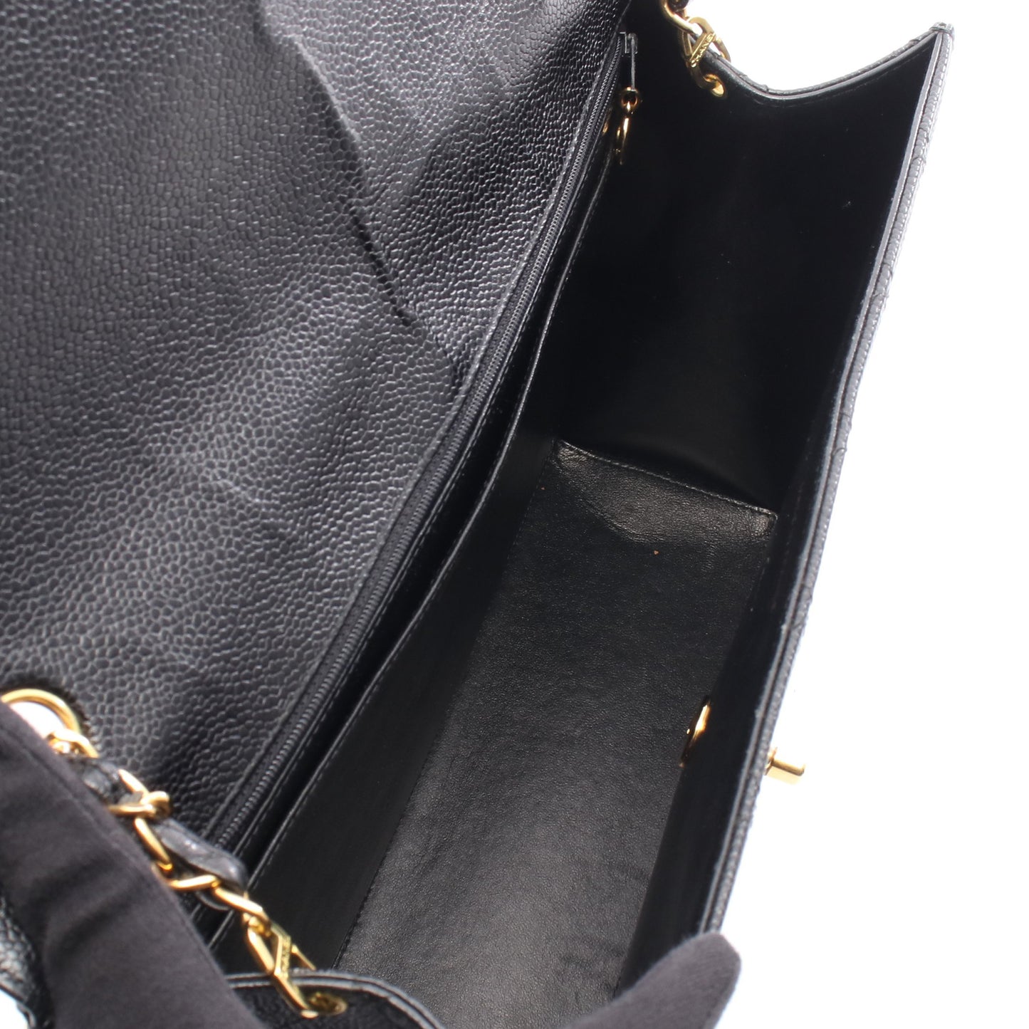 マトラッセ チェーンショルダーバッグ キャビアスキン ブラック ゴールド金具 シャネル バッグ CHANEL
