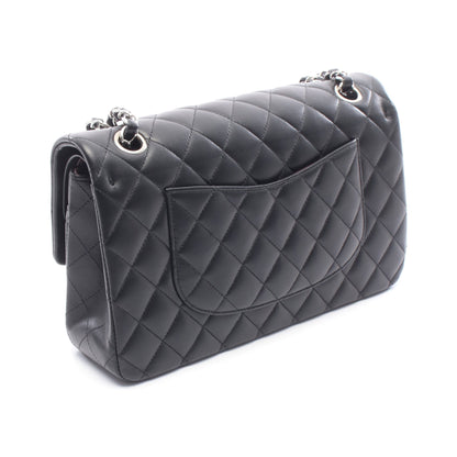 マトラッセ Wフラップ Wチェーンショルダーバッグ ラムスキン ブラック シルバー金具 シャネル バッグ CHANEL