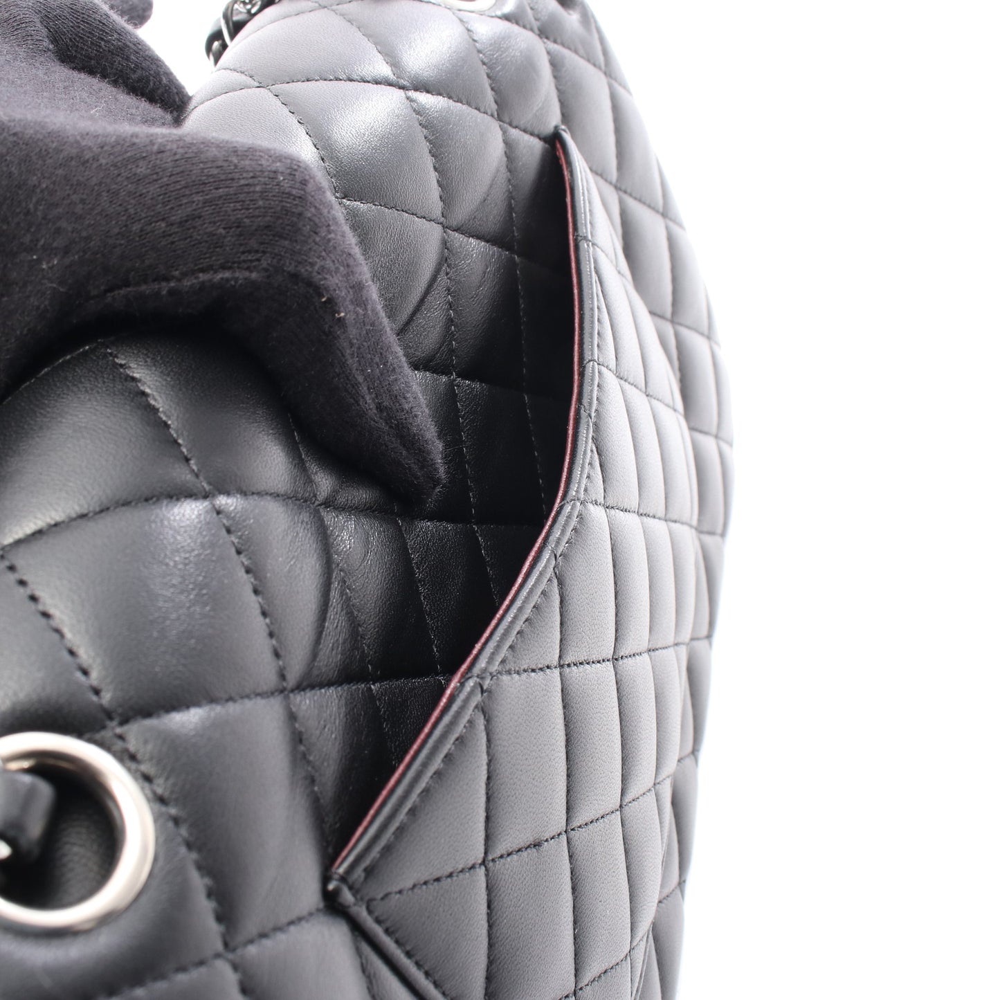 マトラッセ Wフラップ Wチェーンショルダーバッグ ラムスキン ブラック シルバー金具 シャネル バッグ CHANEL