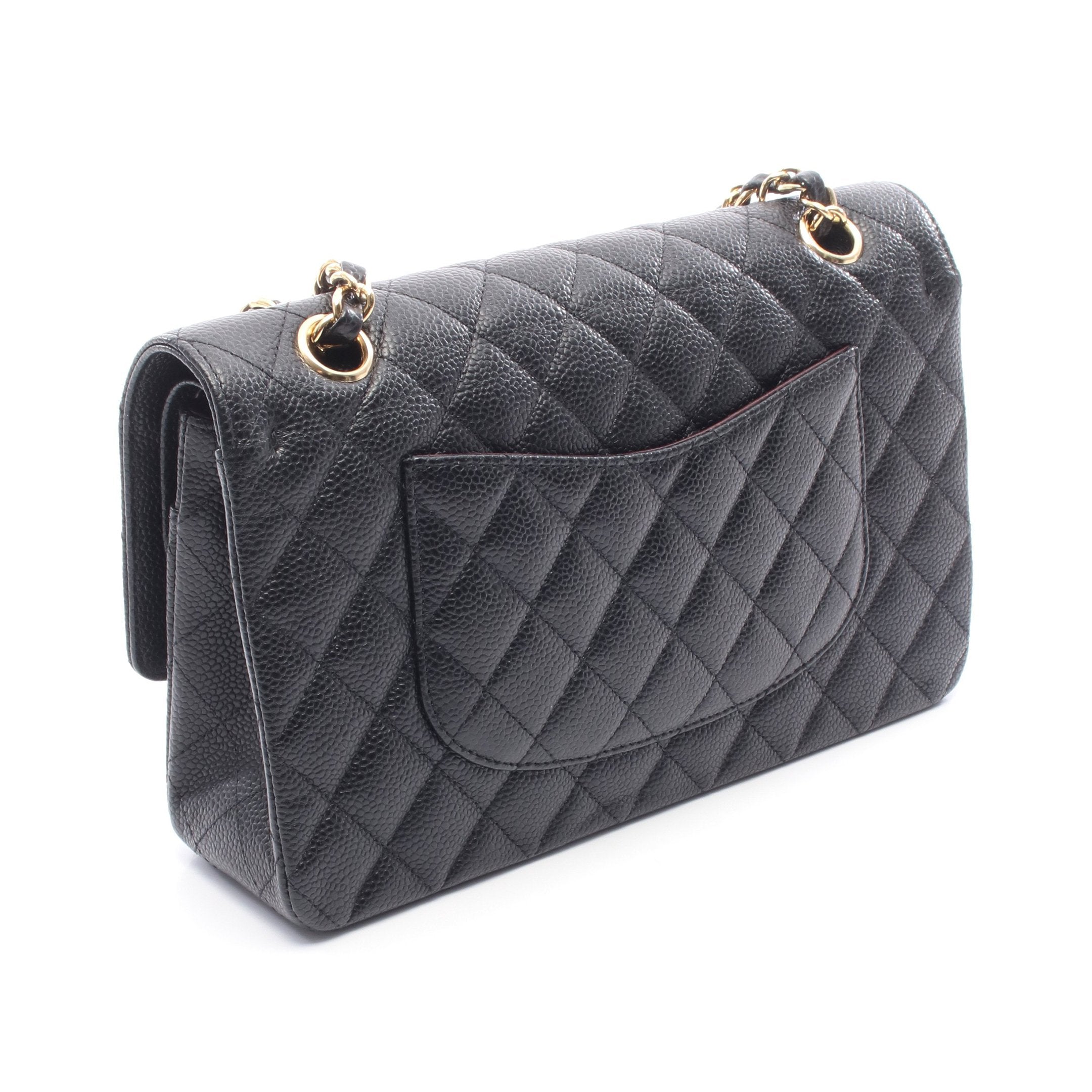 マトラッセ Wフラップ Wチェーンショルダーバッグ キャビアスキン