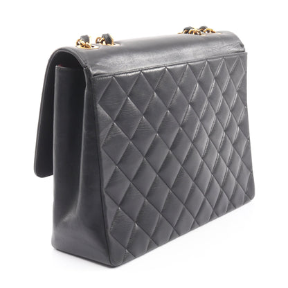 マトラッセ デカココマーク Wチェーンショルダーバッグ ラムスキン ブラック ゴールド金具 シャネル バッグ CHANEL