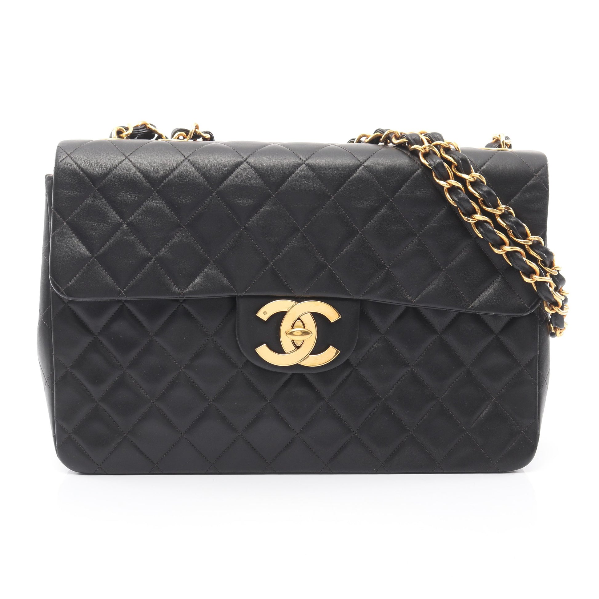 デカマトラッセ34 Wチェーンショルダーバッグ ラムスキン ブラック ゴールド金具 シャネル バッグ CHANEL