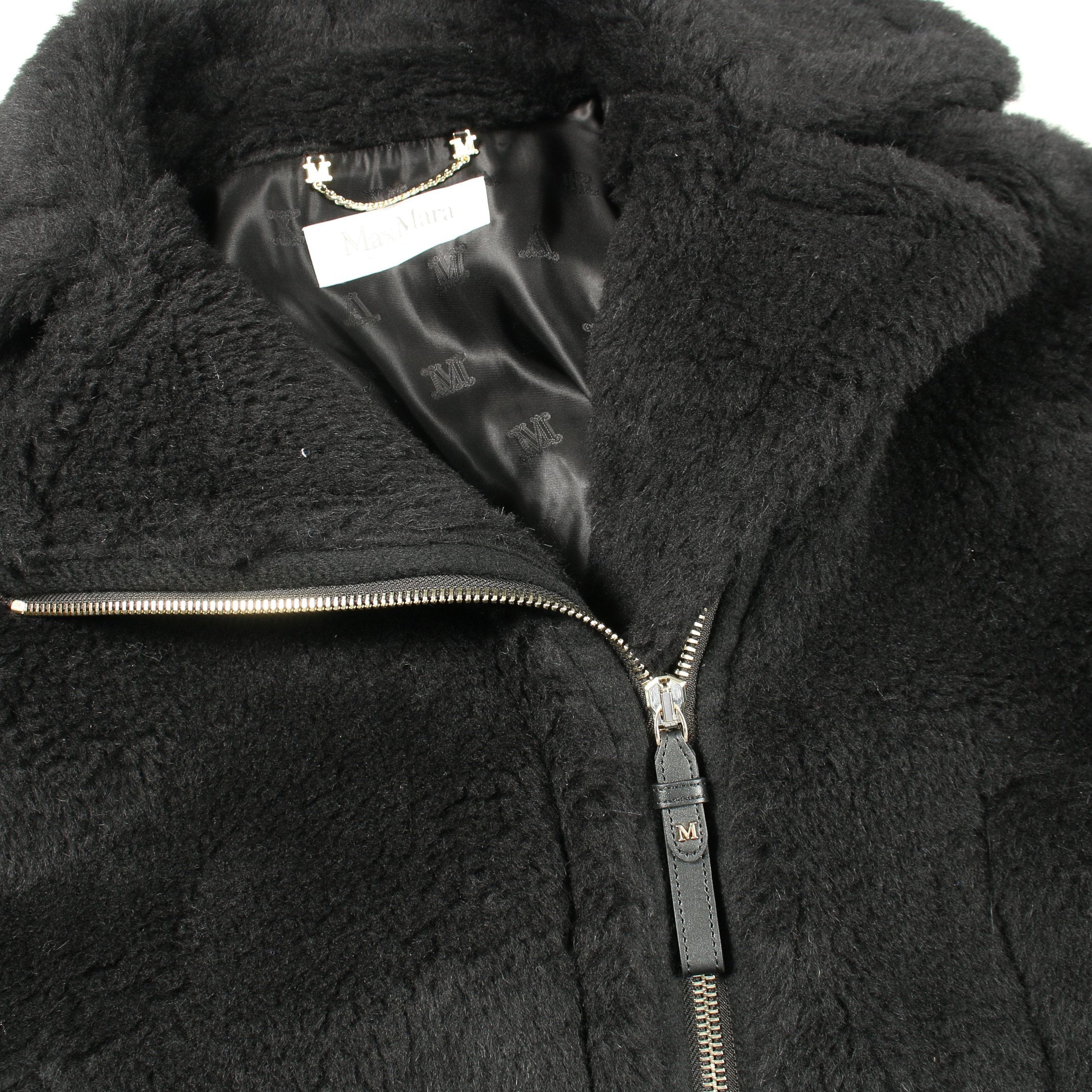 Max Mara アルパカ　ウール　シルク テディベア ポンチョ ケープ コート テディベア ケープ ポンチョ アルパカ ウール シルク ブラック