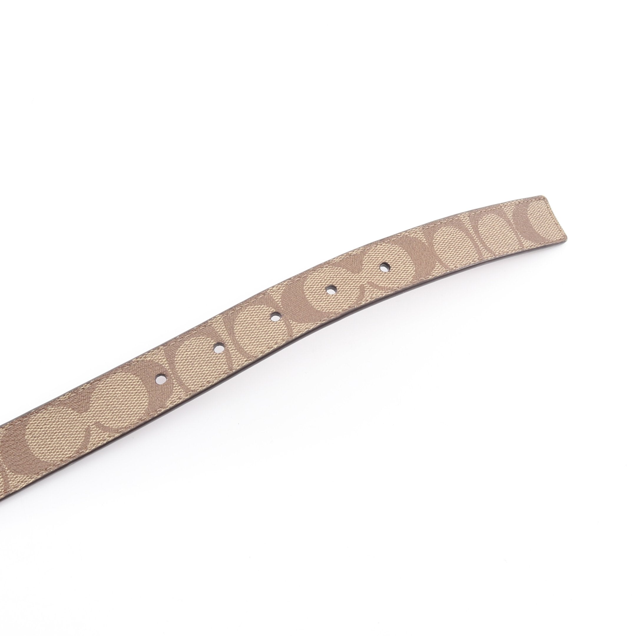 シグネチャー ベルト PVC レザー ベージュ ブラウン ゴールド金具 シグネチャー ベルト PVC レザー ベージュ ブラウン ゴールド金具