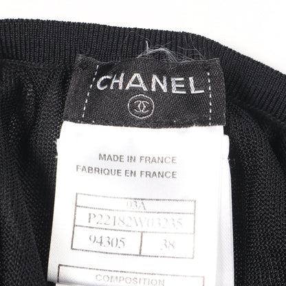 シースルー 切替 スカート モヘヤ ナイロン ブラック 03A シャネル ボトムス CHANEL