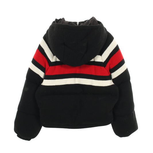 ダウンジャケット ロゴ ウール カシミヤ ブラック フード付き プラダ