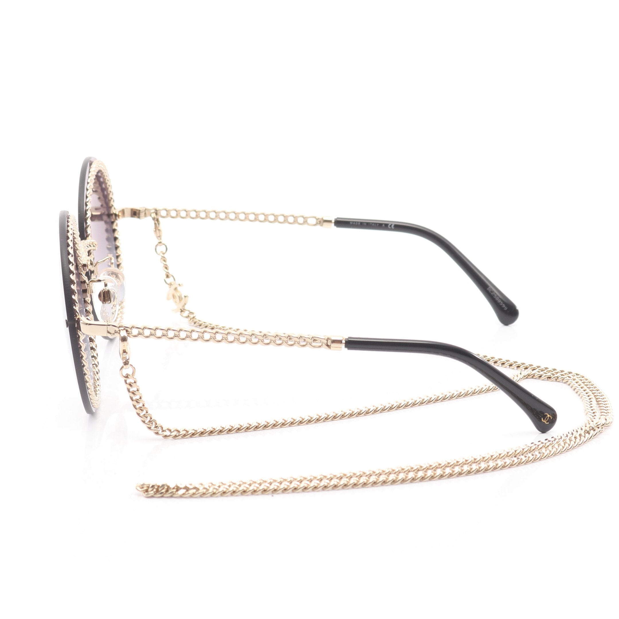 ココマーク グラスチェーン サングラス GP ブラック ゴールド シャネル