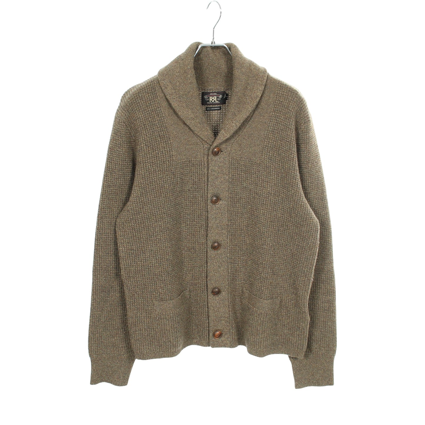 カーディガン ショールカラー カシミヤ カーキブラウン ダブルアールエルラルフローレン