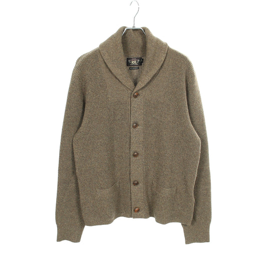 カーディガン ショールカラー カシミヤ カーキブラウン ダブルアールエルラルフローレン