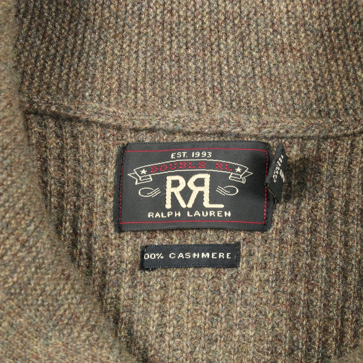 カーディガン ショールカラー カシミヤ カーキブラウン ダブルアールエルラルフローレン