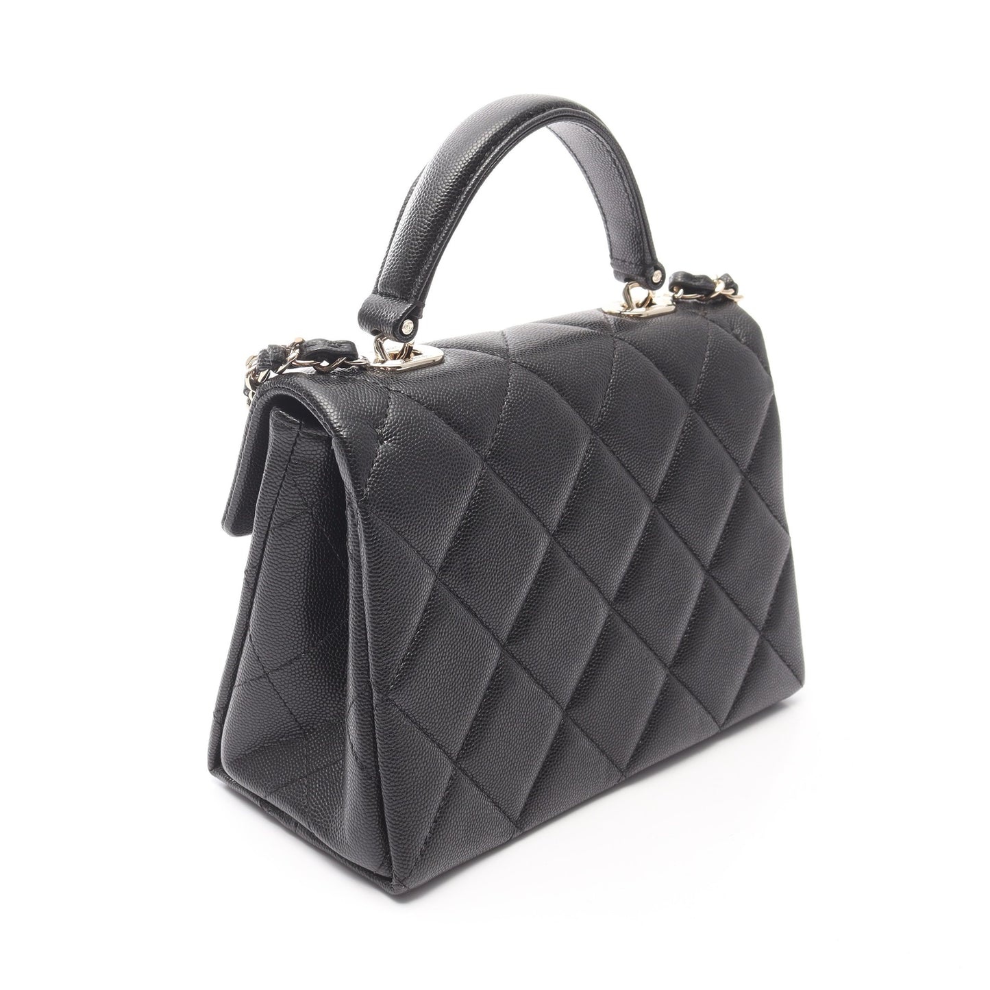 マトラッセ トップハンドル チェーンショルダーバッグ キャビアスキン ブラック ゴールド金具 シャネル バッグ CHANEL
