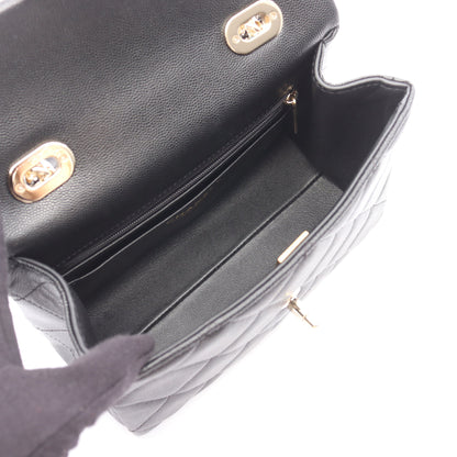 マトラッセ トップハンドル チェーンショルダーバッグ キャビアスキン ブラック ゴールド金具 シャネル バッグ CHANEL