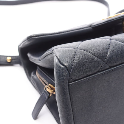 マトラッセ チェーンハンドバッグ レザー ネイビー ゴールド金具 シャネル バッグ CHANEL