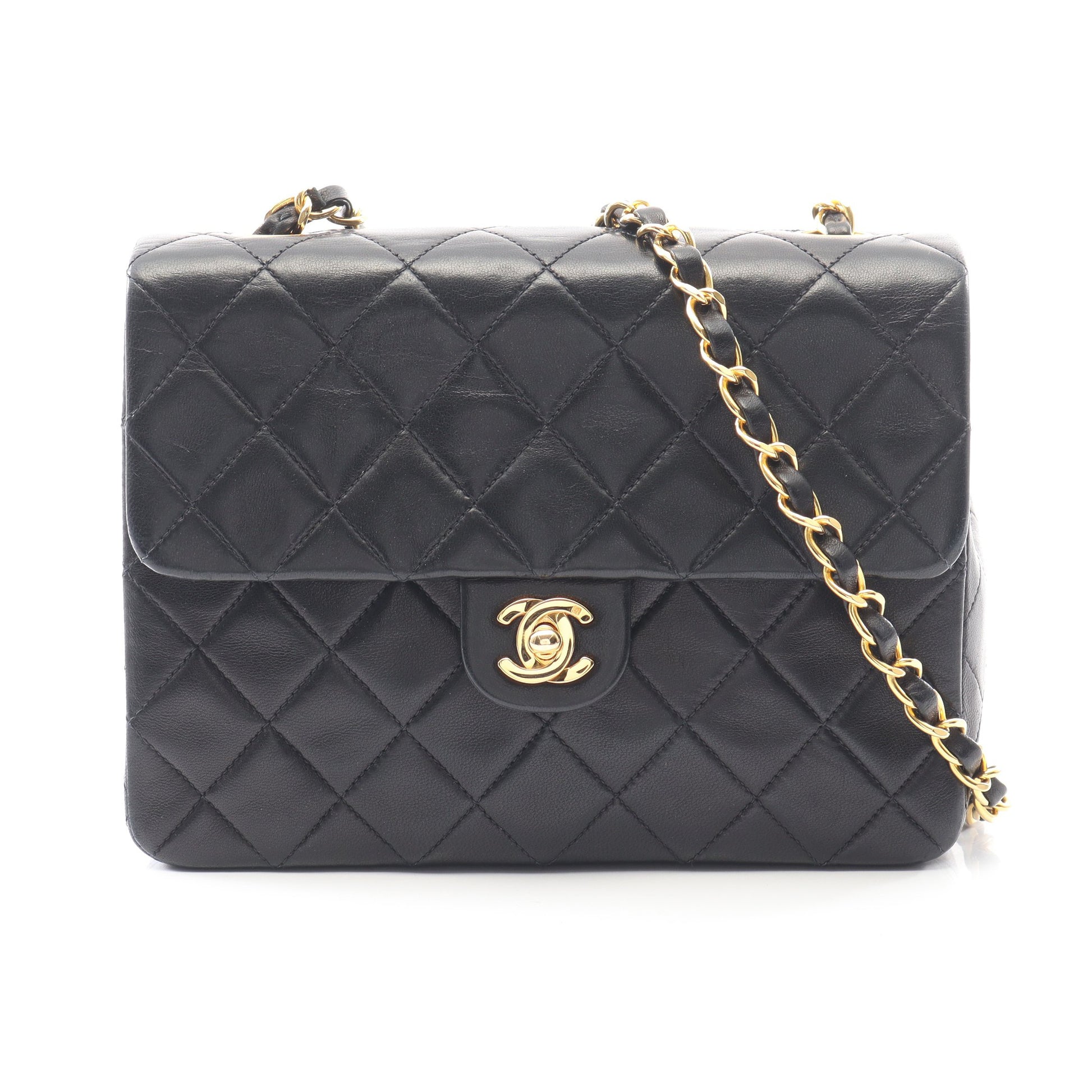 ミニマトラッセ20 チェーンショルダーバッグ ラムスキン ブラック ゴールド金具 ヴィンテージ シャネル バッグ CHANEL