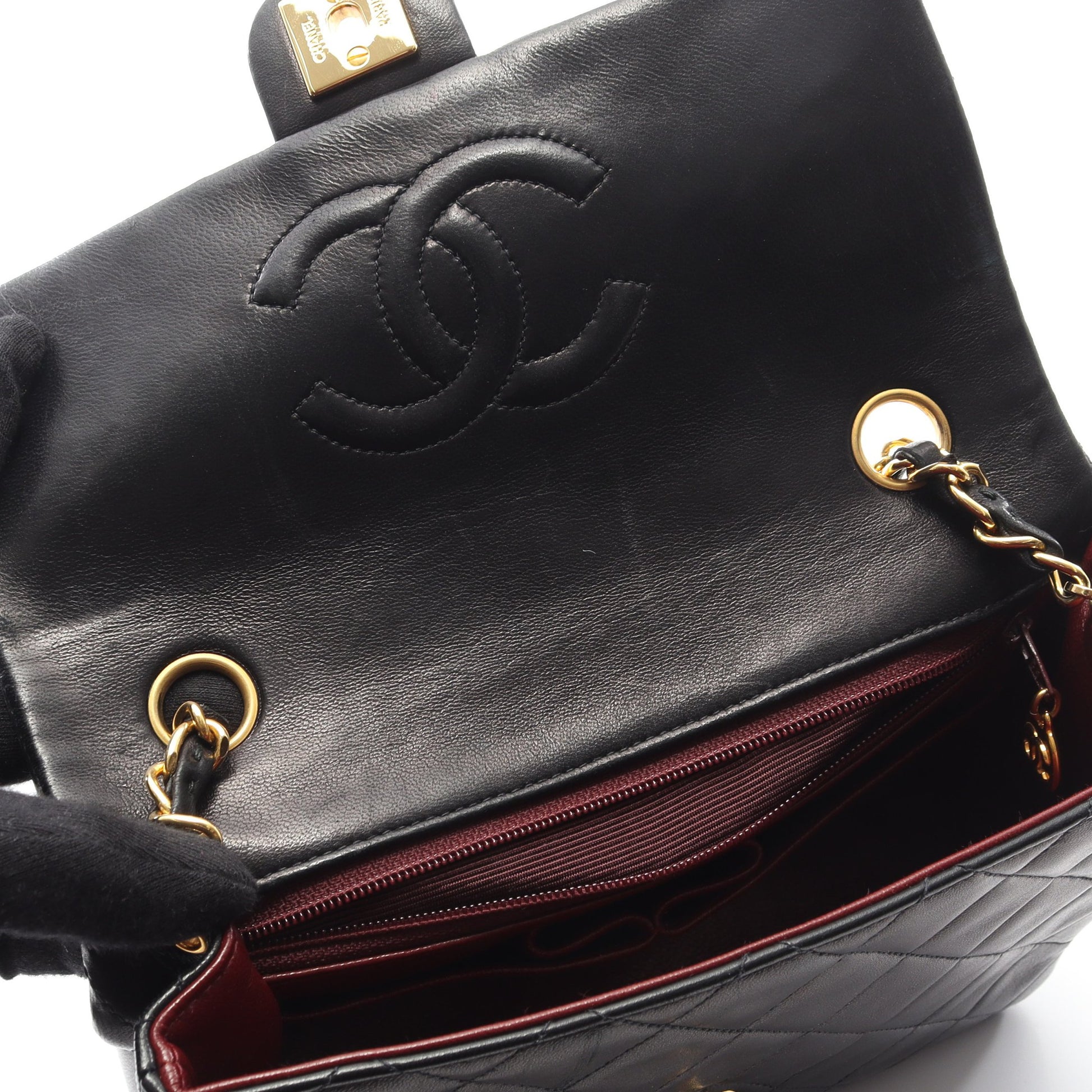 ミニマトラッセ20 チェーンショルダーバッグ ラムスキン ブラック ゴールド金具 ヴィンテージ シャネル バッグ CHANEL