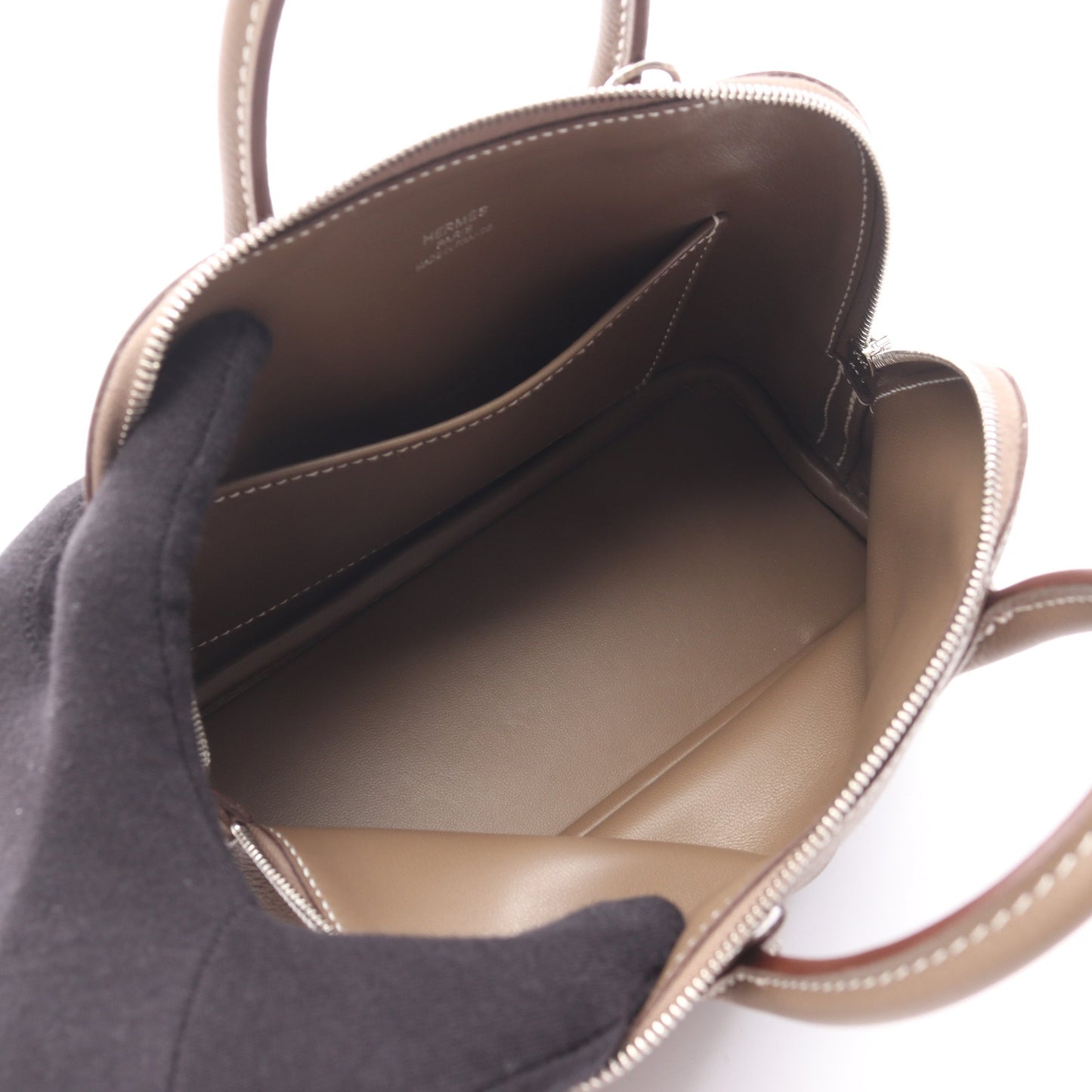 ボリード1923 ミニ エトゥープ ハンドバッグ エバーカラー グレーブラウン シルバー金具 2WAY K刻印 エルメス バッグ HERMES