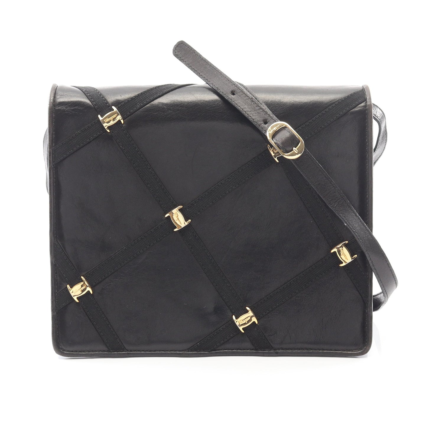 ヴァラ ショルダーバッグ レザー ブラック サルヴァトーレフェラガモ バッグ Salvatore Ferragamo