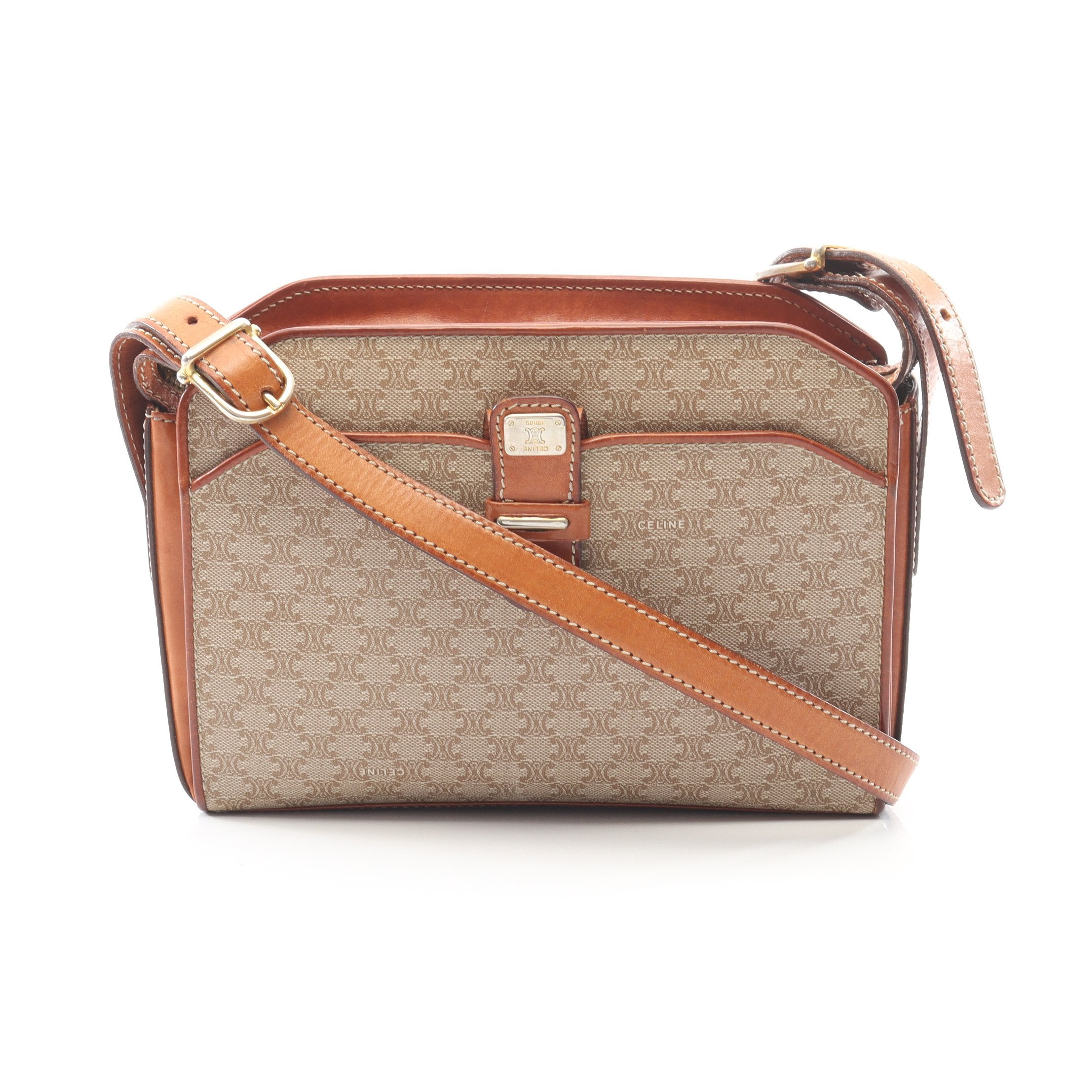 マカダム ショルダーバッグ PVC レザー ベージュ ライトブラウン