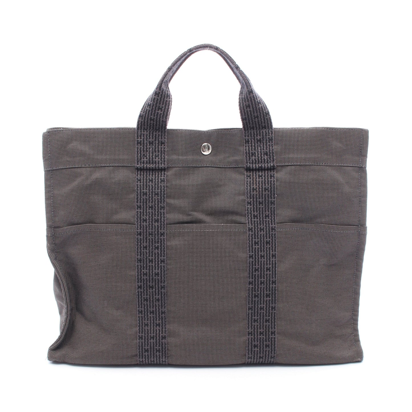 エールラインMM ハンドバッグ トートバッグ ナイロンキャンバス ダークグレー シルバー金具 エルメス バッグ HERMES