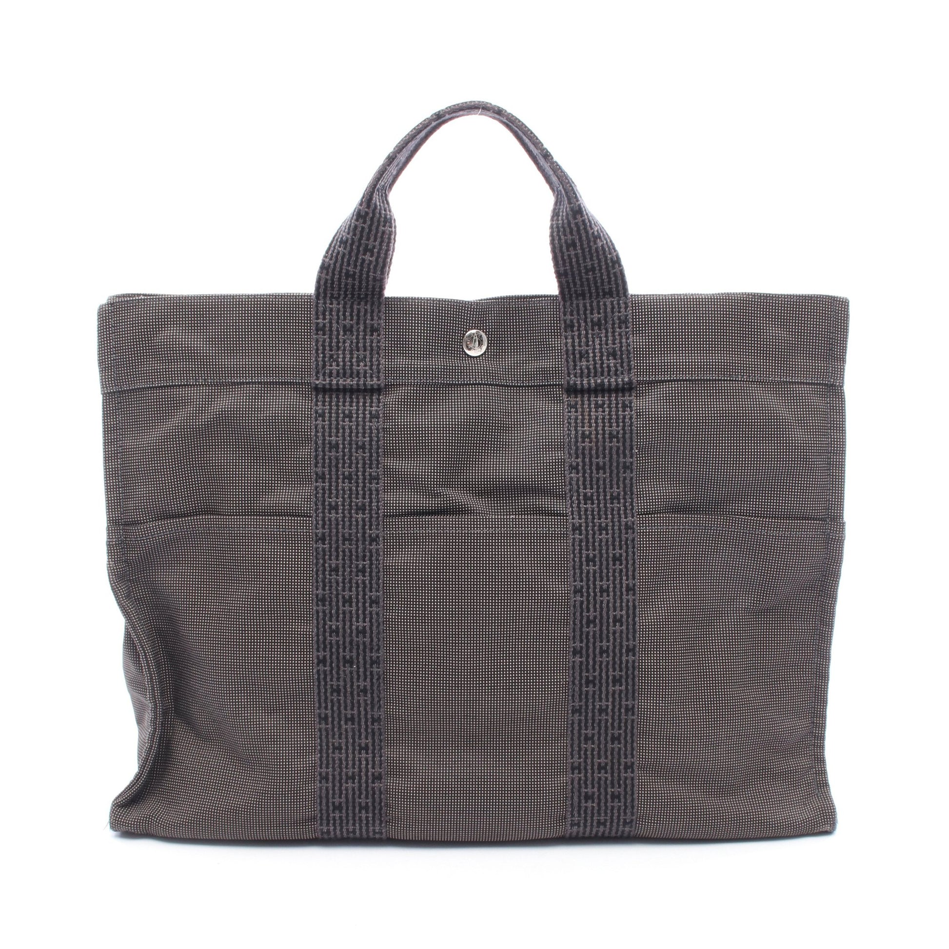 エールラインMM ハンドバッグ トートバッグ ナイロンキャンバス ダークグレー シルバー金具 エルメス バッグ HERMES