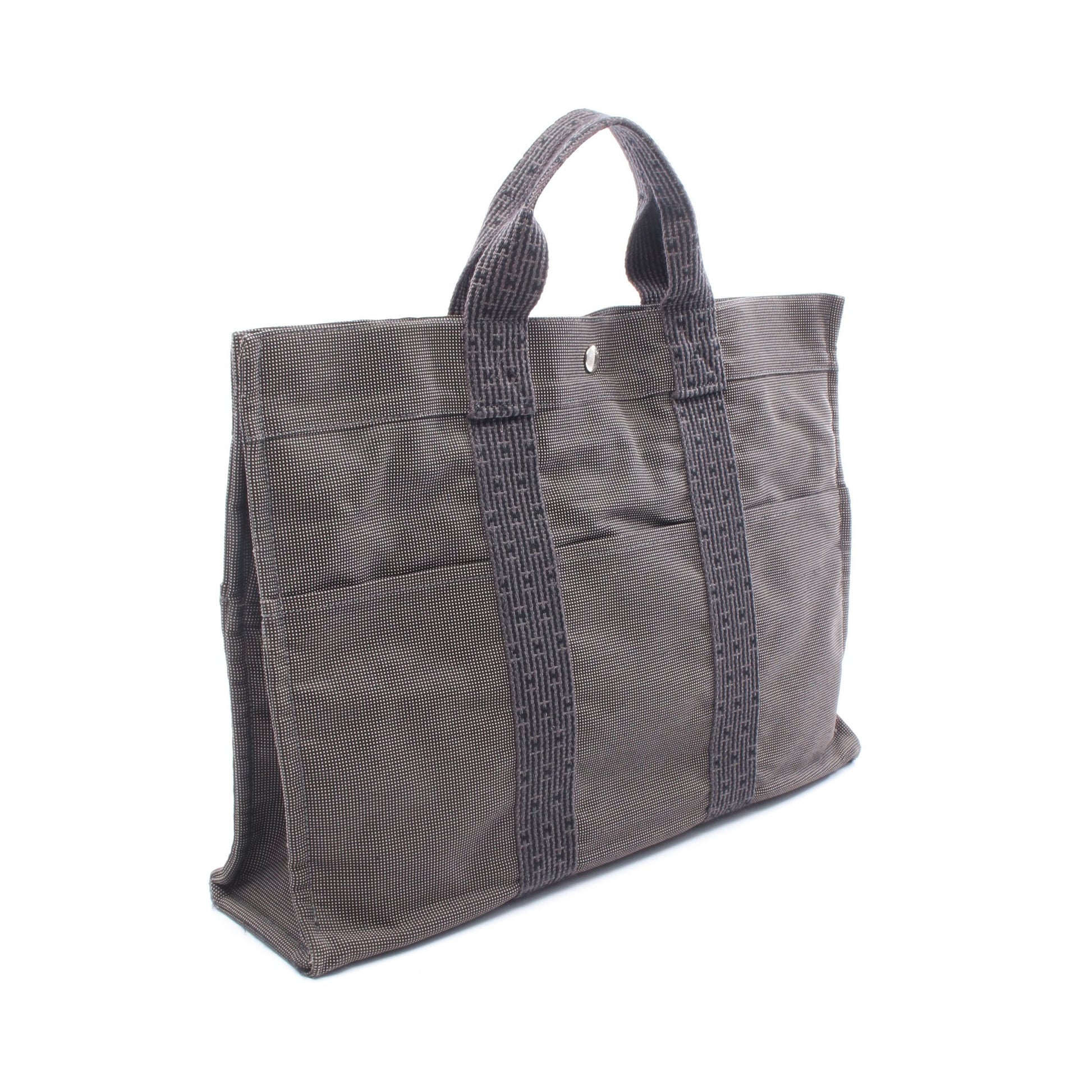 エールラインMM ハンドバッグ トートバッグ ナイロンキャンバス ダークグレー シルバー金具 エルメス バッグ HERMES