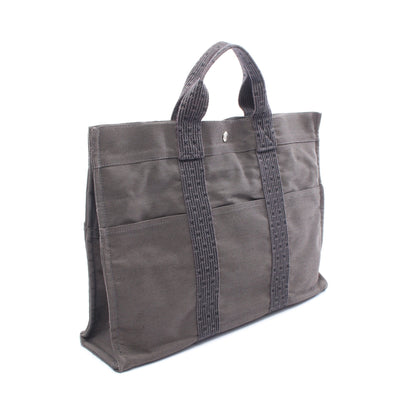 エールラインMM ハンドバッグ トートバッグ ナイロンキャンバス ダークグレー シルバー金具 エルメス バッグ HERMES