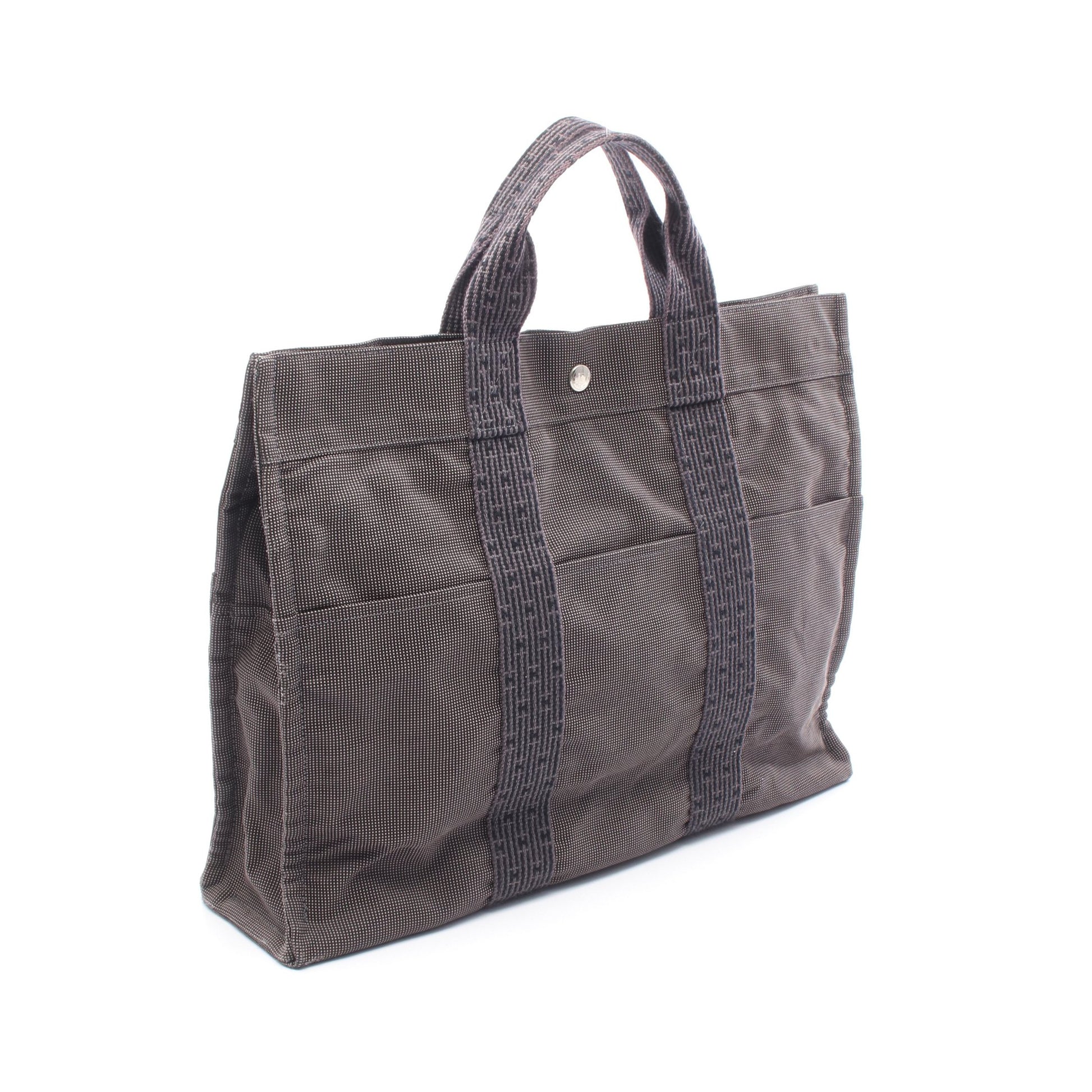 エールラインMM ハンドバッグ トートバッグ ナイロンキャンバス ダークグレー シルバー金具 エルメス バッグ HERMES