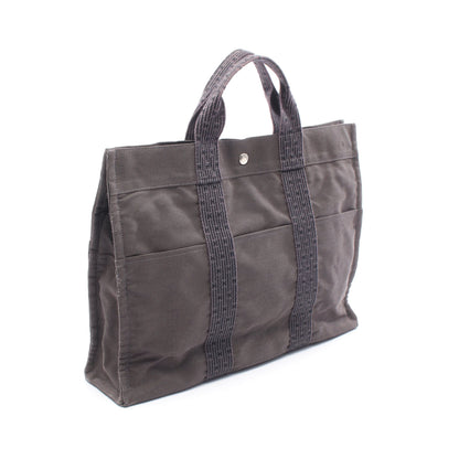 エールラインMM ハンドバッグ トートバッグ ナイロンキャンバス ダークグレー シルバー金具 エルメス バッグ HERMES