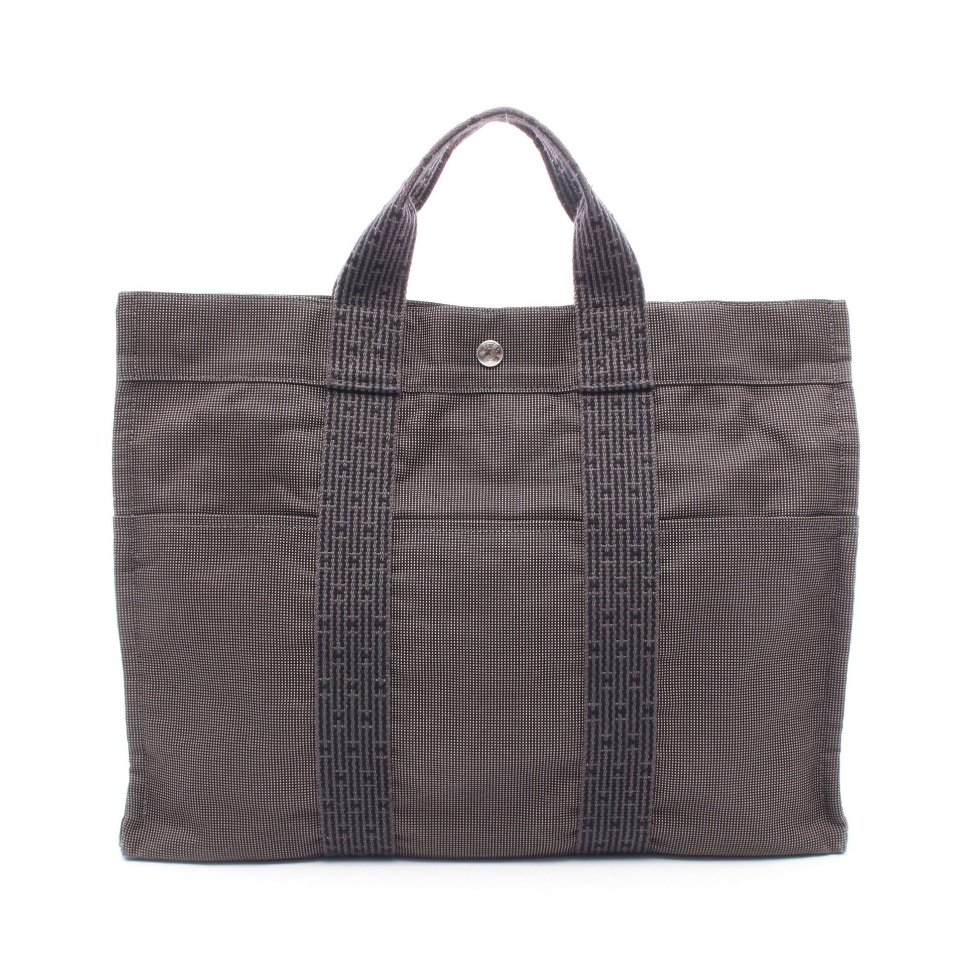 エールラインMM ハンドバッグ トートバッグ ナイロンキャンバス ダークグレー シルバー金具 エルメス バッグ HERMES