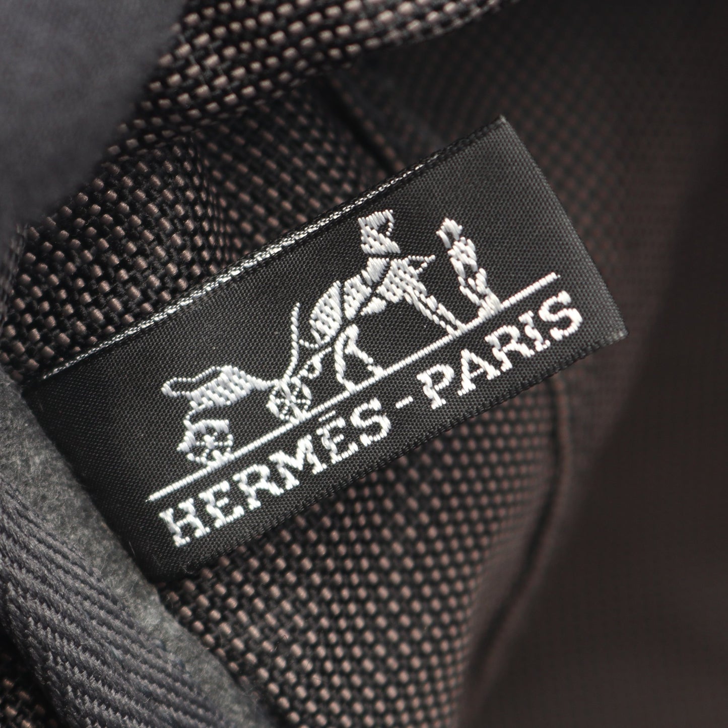 エールラインGM ハンドバッグ トートバッグ ナイロンキャンバス ダークグレー シルバー金具 エルメス バッグ HERMES