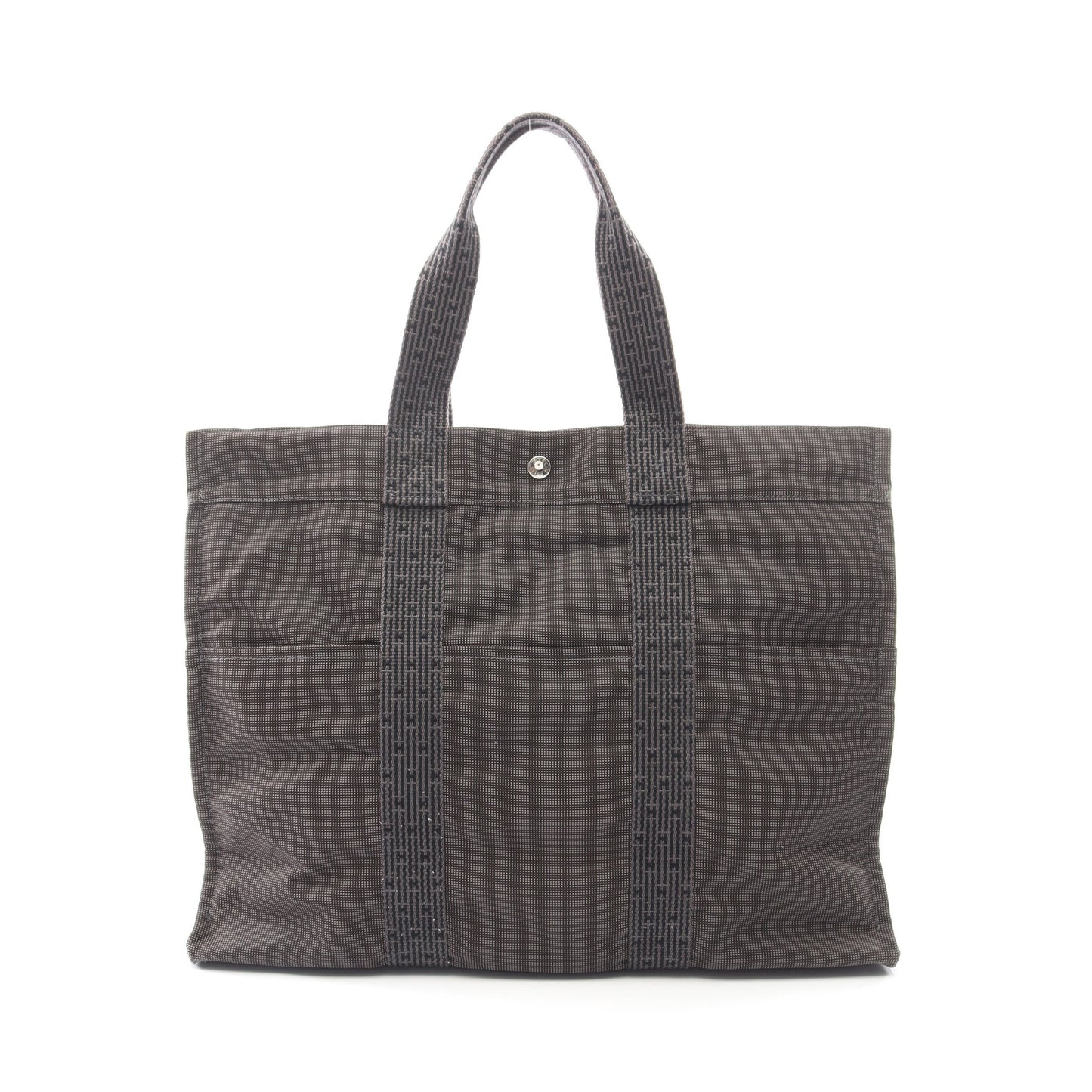エールラインGM ハンドバッグ トートバッグ ナイロンキャンバス ダークグレー シルバー金具 エルメス バッグ HERMES