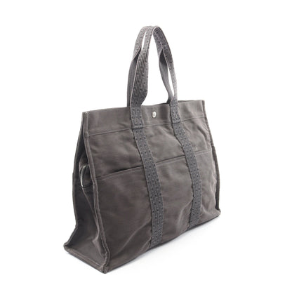 エールラインGM ハンドバッグ トートバッグ ナイロンキャンバス ダークグレー シルバー金具 エルメス バッグ HERMES