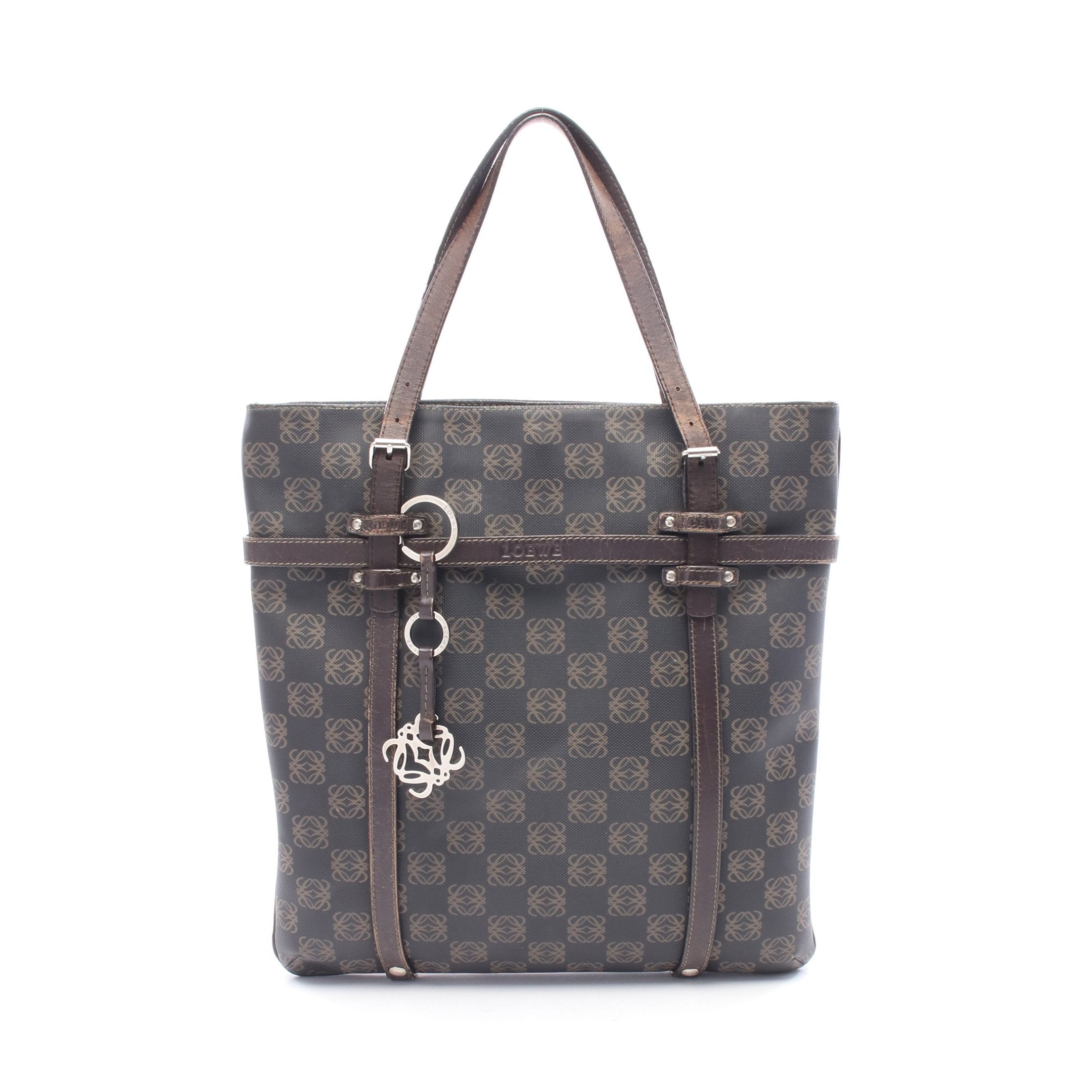 リピートアナグラム ショルダーバッグ トートバッグ PVC レザー ダーク