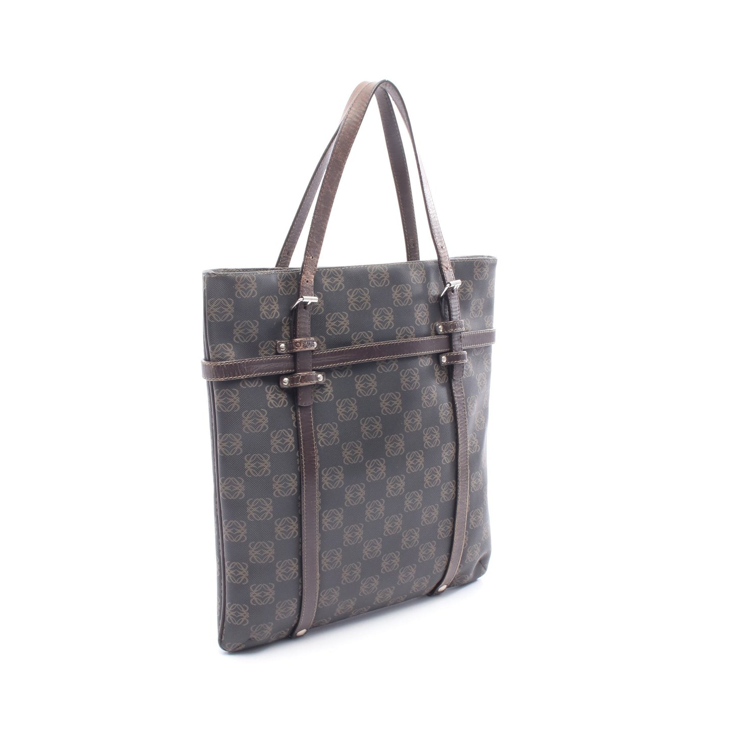 リピートアナグラム ショルダーバッグ トートバッグ PVC レザー ダークブラウン ロエベ バッグ LOEWE
