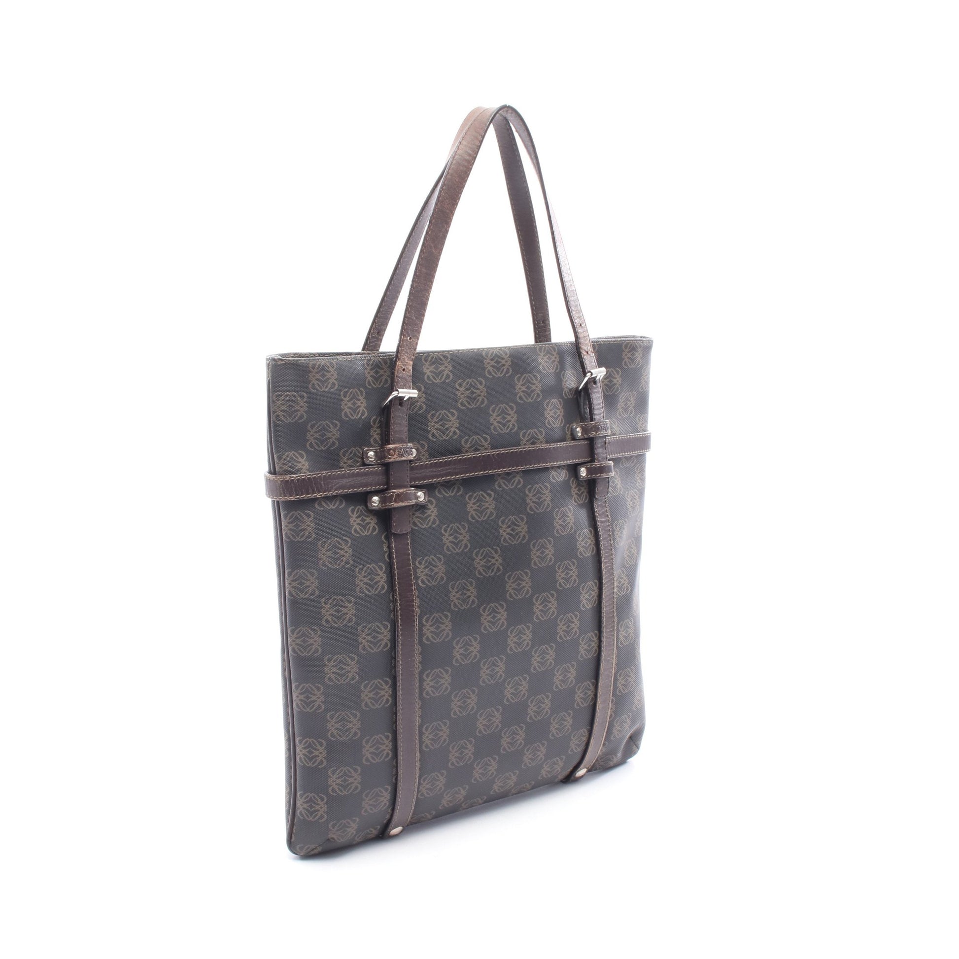 リピートアナグラム ショルダーバッグ トートバッグ PVC レザー ダークブラウン ロエベ バッグ LOEWE