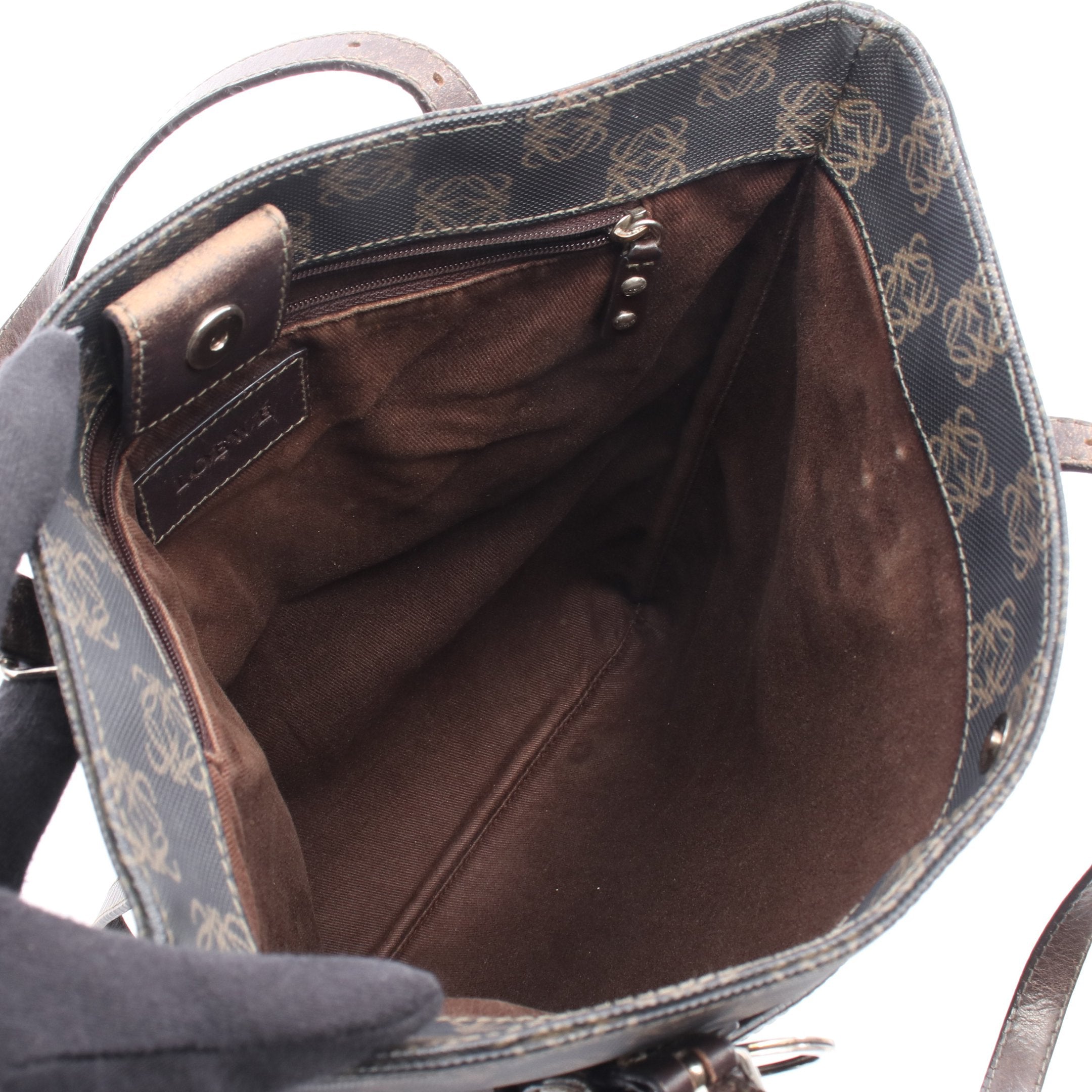 リピートアナグラム ショルダーバッグ トートバッグ PVC レザー ダーク