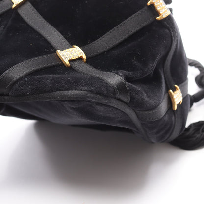 ヴァラ ショルダーバッグ ベロア ブラック 巾着 タッセル サルヴァトーレフェラガモ バッグ Salvatore Ferragamo