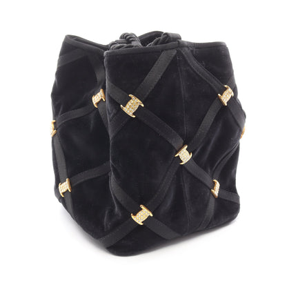ヴァラ ショルダーバッグ ベロア ブラック 巾着 タッセル サルヴァトーレフェラガモ バッグ Salvatore Ferragamo