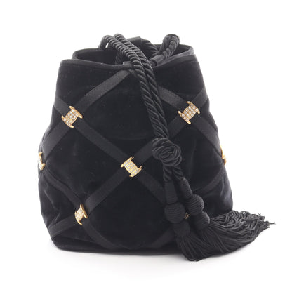 ヴァラ ショルダーバッグ ベロア ブラック 巾着 タッセル サルヴァトーレフェラガモ バッグ Salvatore Ferragamo