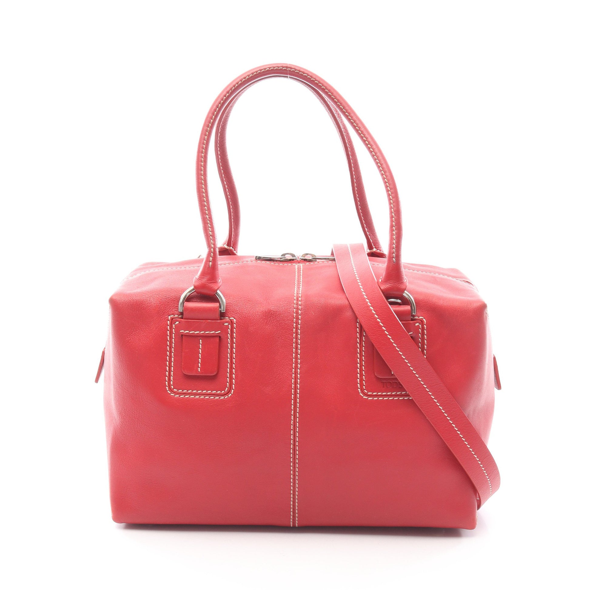 ミニボストンバッグ レザー レッド 2WAY トッズ バッグ TOD'S