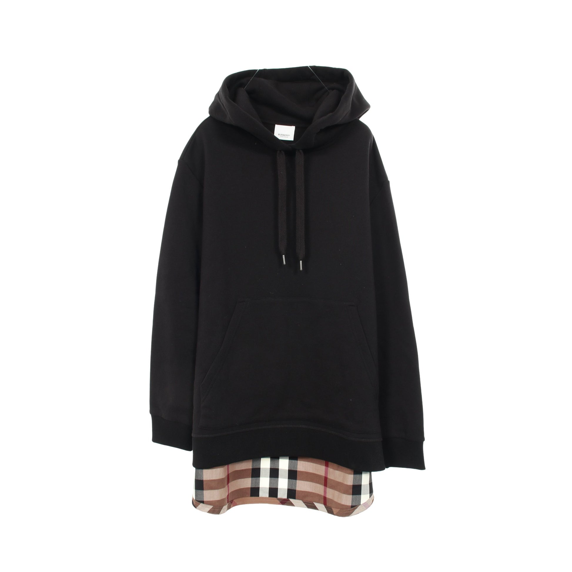 ノバチェック プルオーバーパーカー コットン ブラック マルチカラー 切替 バーバリー トップス BURBERRY