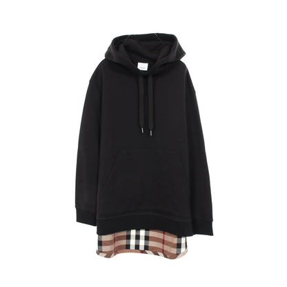 ノバチェック プルオーバーパーカー コットン ブラック マルチカラー 切替 バーバリー トップス BURBERRY