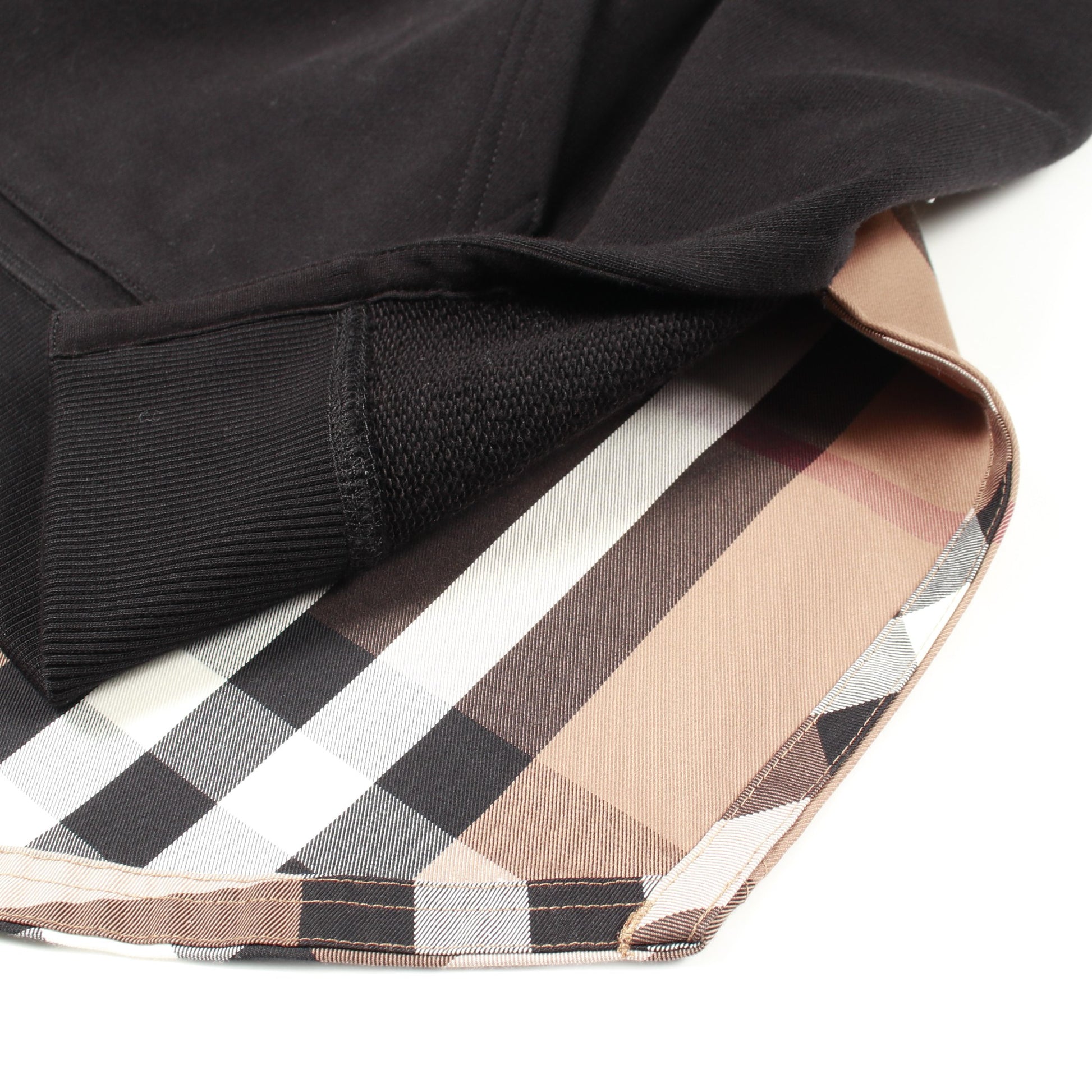 ノバチェック プルオーバーパーカー コットン ブラック マルチカラー 切替 バーバリー トップス BURBERRY