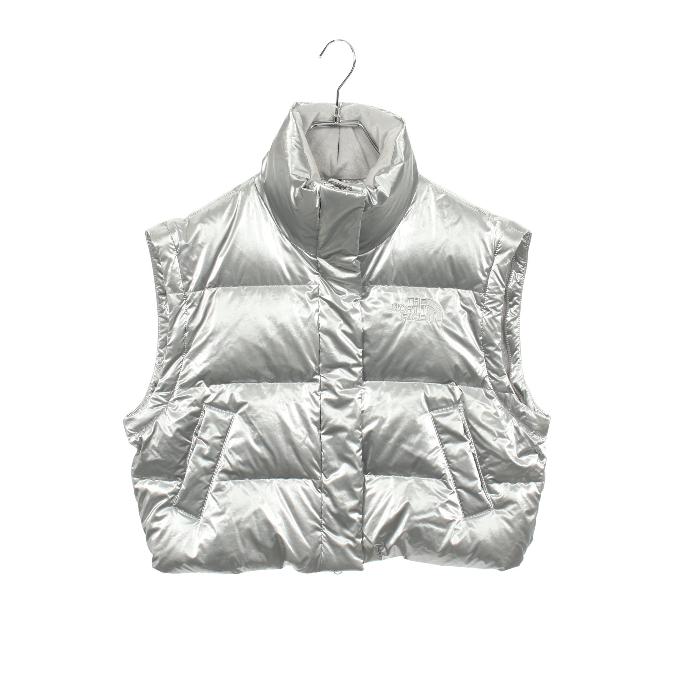 W'S GLOSSY DT DOWN JACKET ダウンジャケット ナイロン シルバー 2WAY