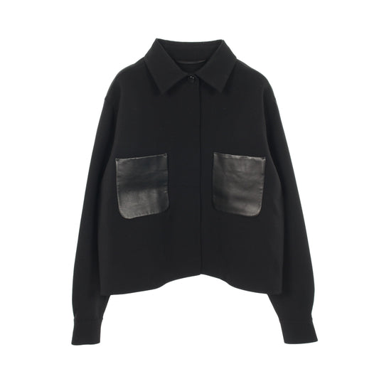 CUCITO A MANO LADINO ジャケット ウール ブラック レザーポケット マックスマーラ