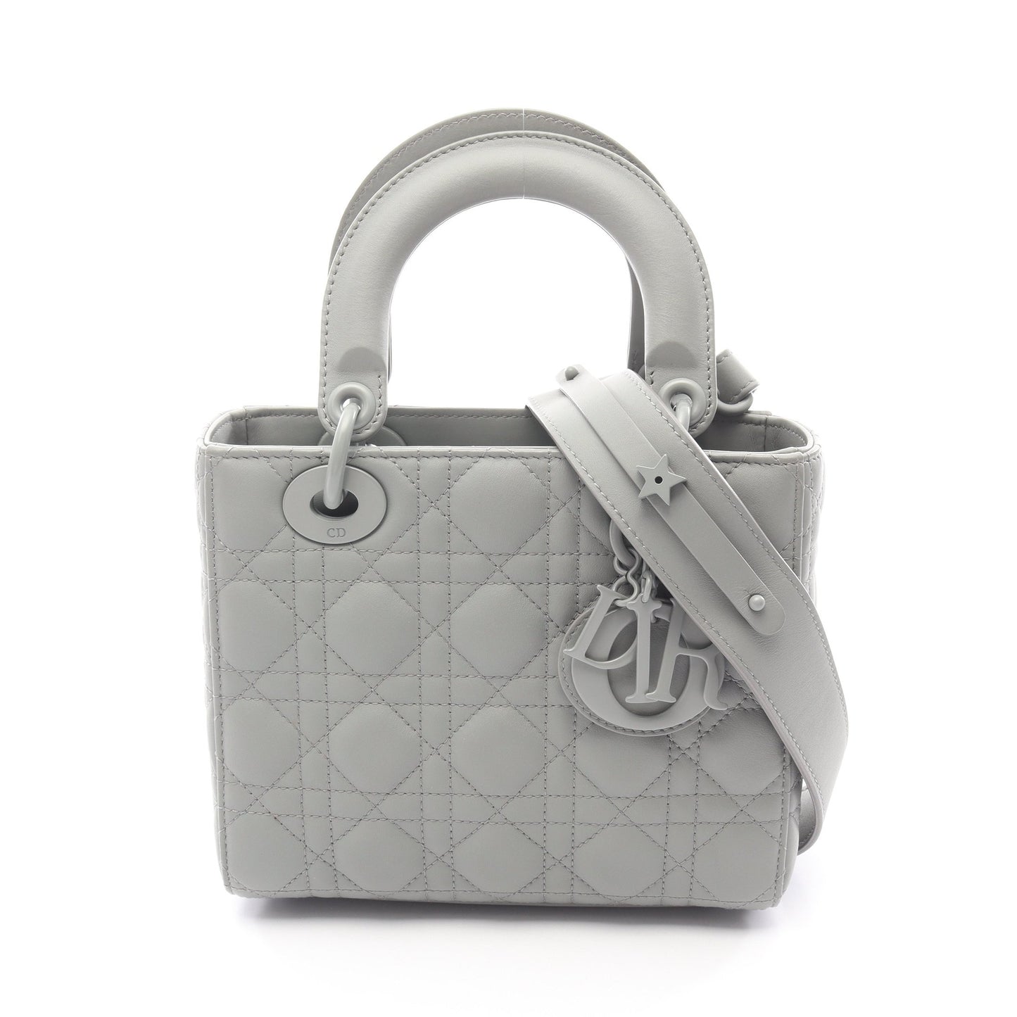 レディディオール スモール カナージュ ハンドバッグ レザー グレー 2WAY クリスチャンディオール バッグ Christian Dior