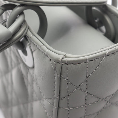 レディディオール スモール カナージュ ハンドバッグ レザー グレー 2WAY クリスチャンディオール バッグ Christian Dior